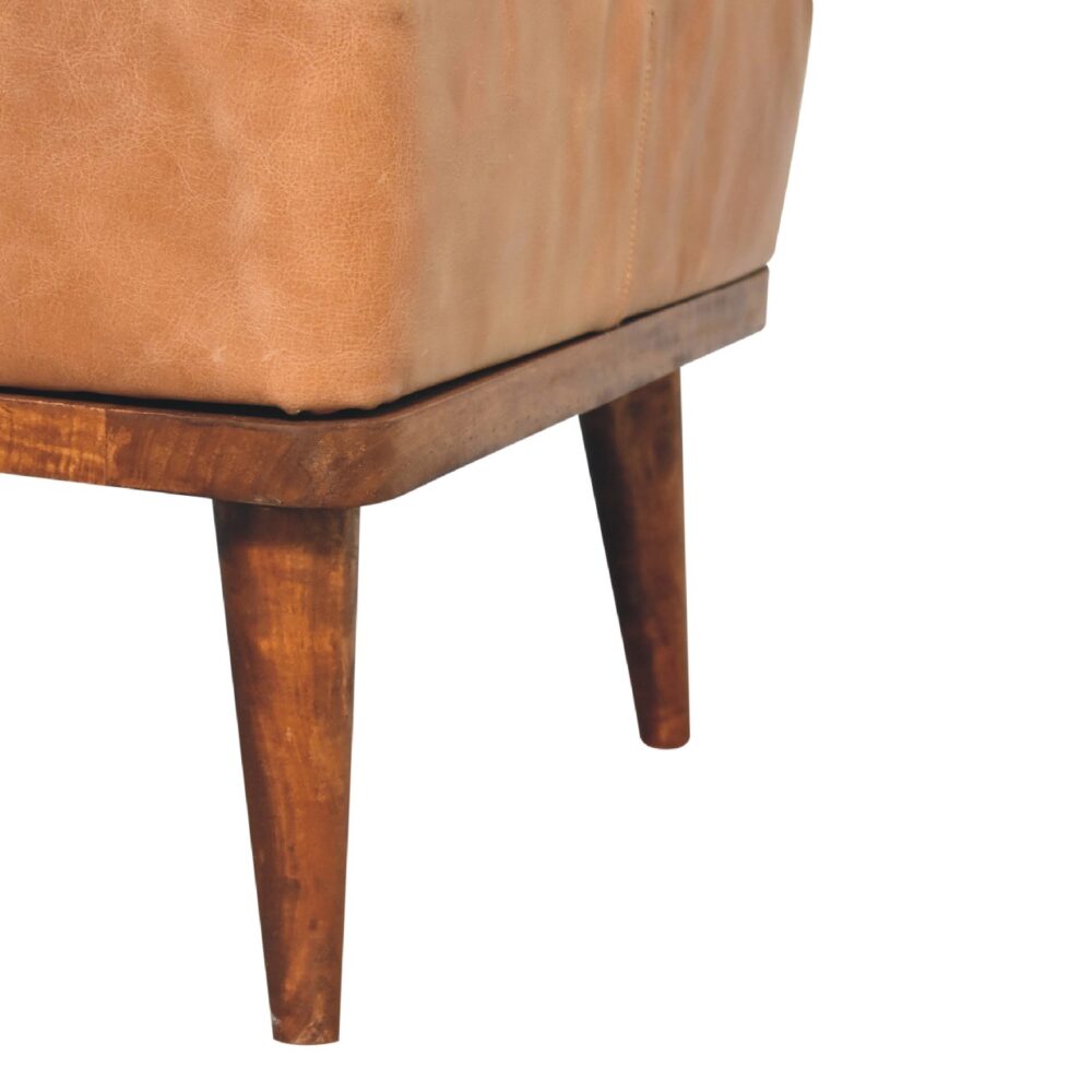 Tan Buffalo Leather Tan Footstool - Image 7
