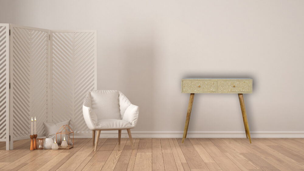 Floral Bone Inlay Console Table - Image 10