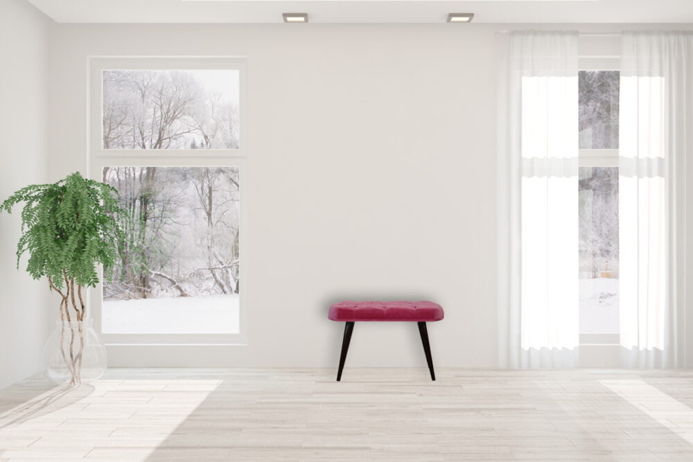 Pink Cotton Velvet Button Bench - Image 10