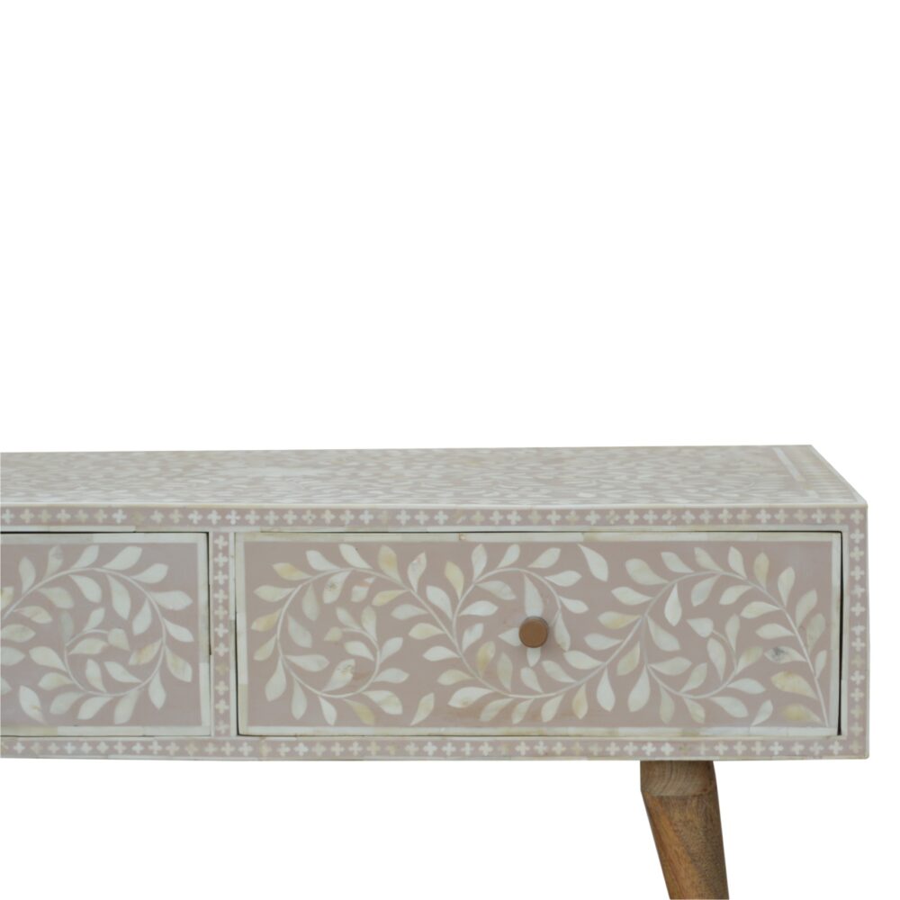 Taupe Floral Bone Coffee Table - Image 5