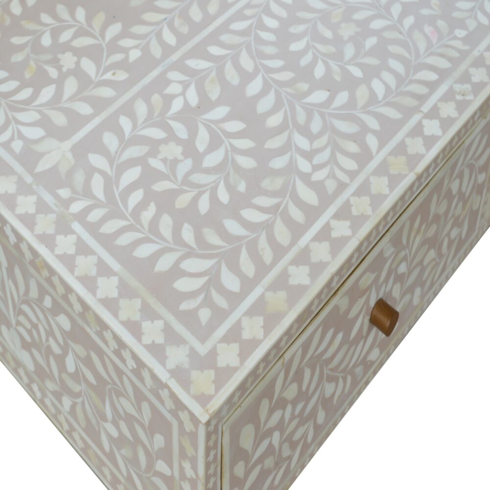 Taupe Floral Bone Coffee Table - Image 8
