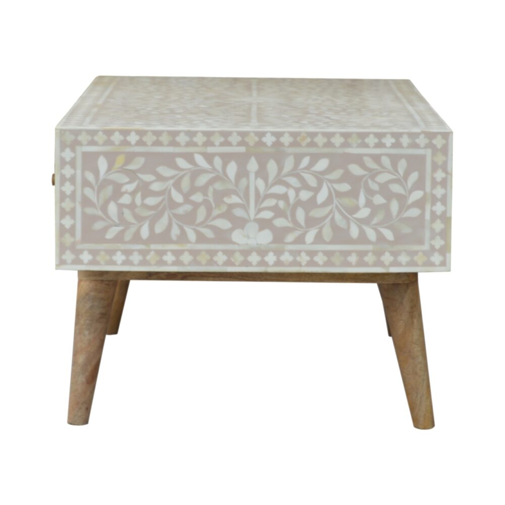 Taupe Floral Bone Coffee Table - Image 9