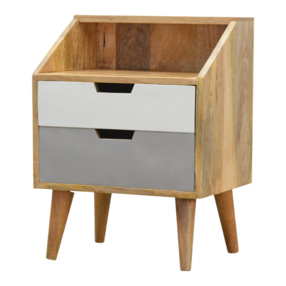 IN666 - White and Grey Painted Raised Back Bedside Table wholesalers