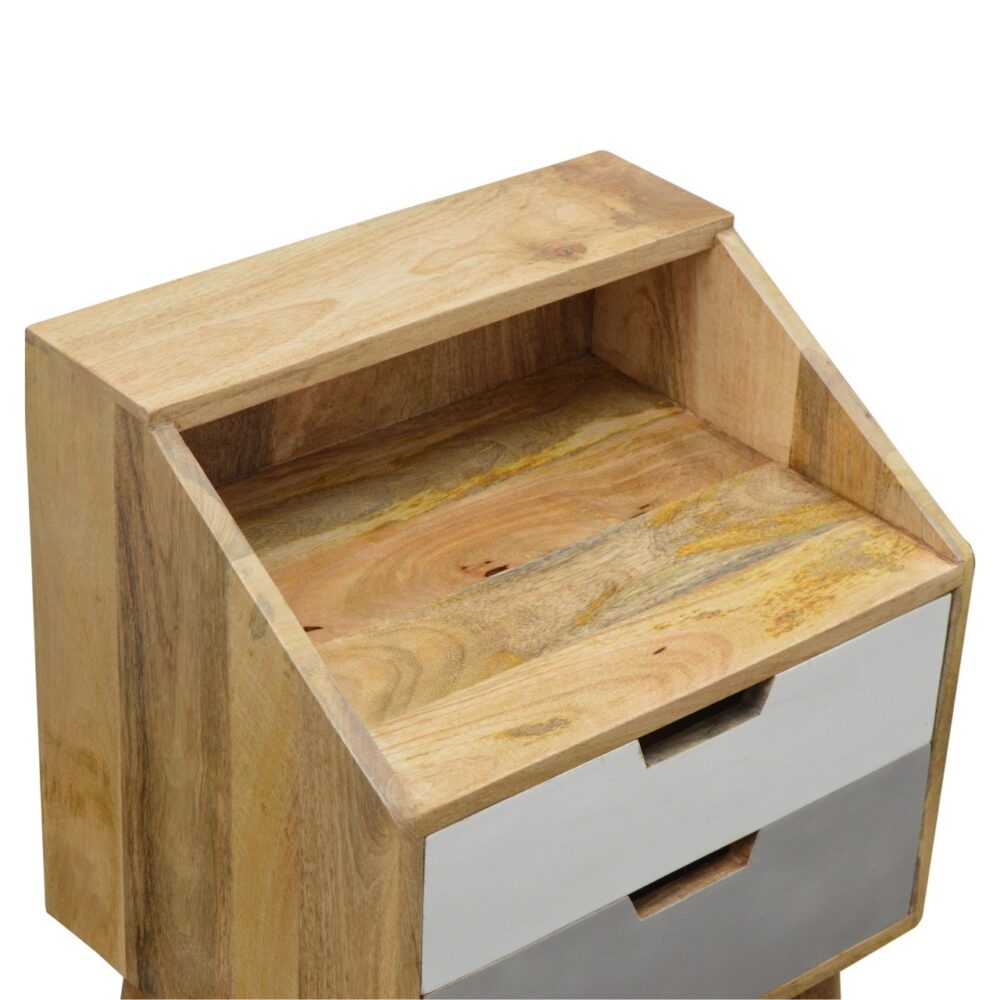 IN666 - White and Grey Painted Raised Back Bedside Table dropshipping