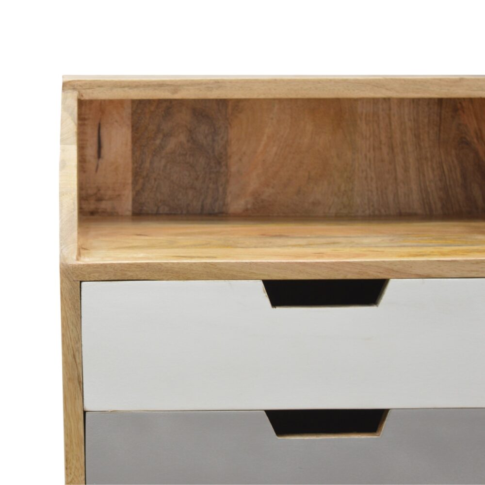 IN666 - White and Grey Painted Raised Back Bedside Table for reselling