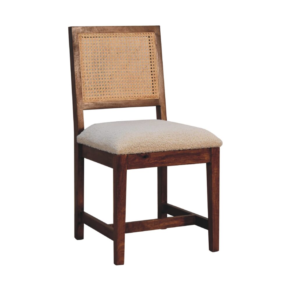 Cream Boucle Rattan Chair - Image 3