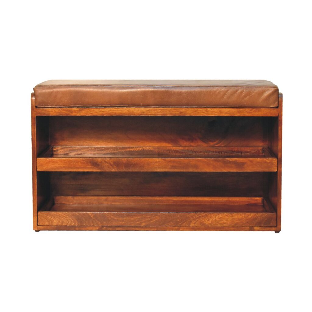 Canada Buffalo Hide Pull out Chestnut Shoe Storage Bench Suppliers