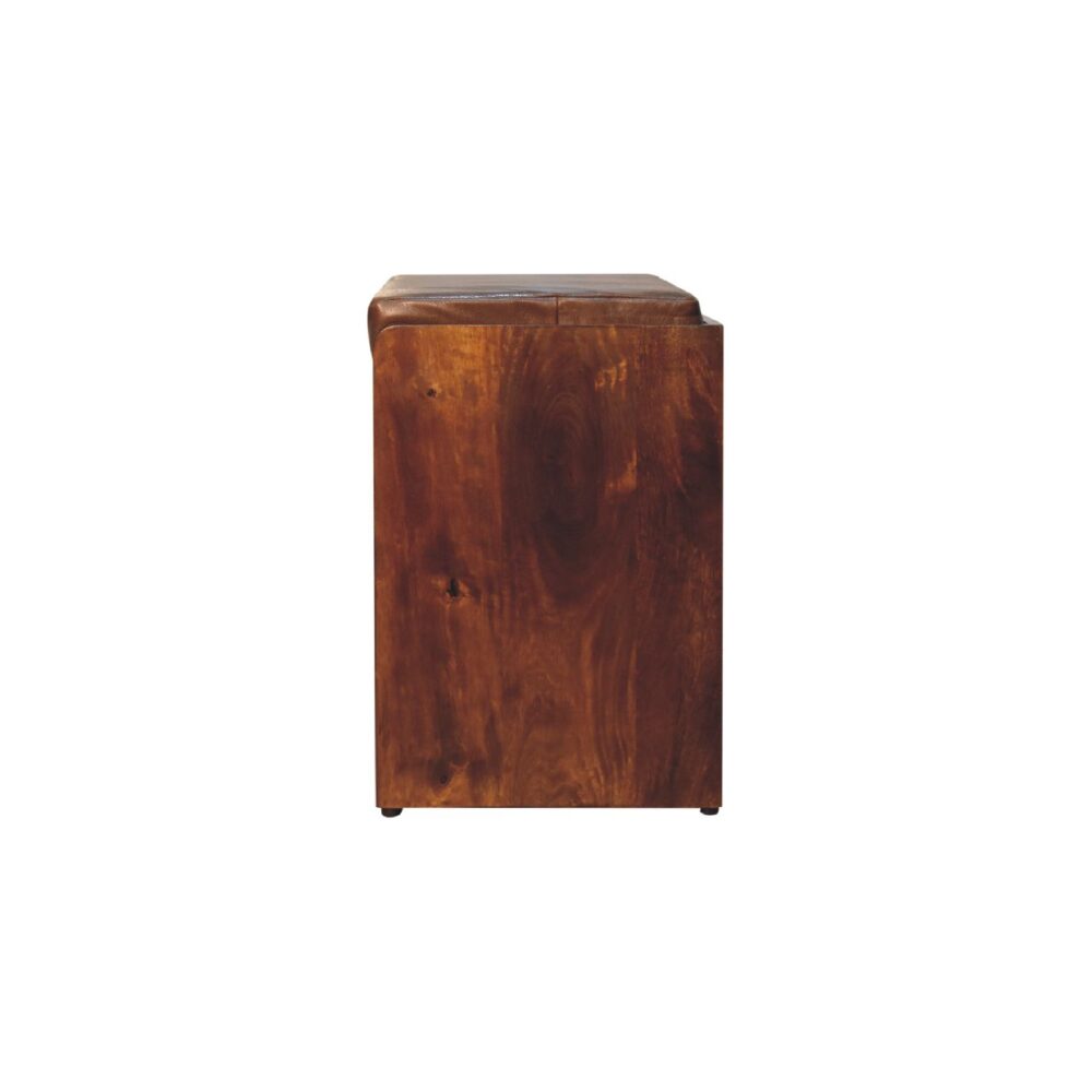 Buffalo Hide Pull out Chestnut Shoe Storage Bench - Image 9