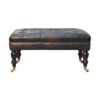 Canada Buffalo Ash Black Leather Ottoman with Castor Legs Suppliers