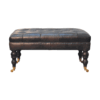 Buffalo Ash Black Leather Ottoman with Castor Legs - Image 10