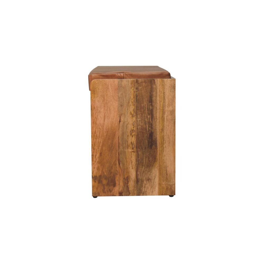 Buffalo Hide Pull out Oak-ish Shoe Storage Bench - Image 9