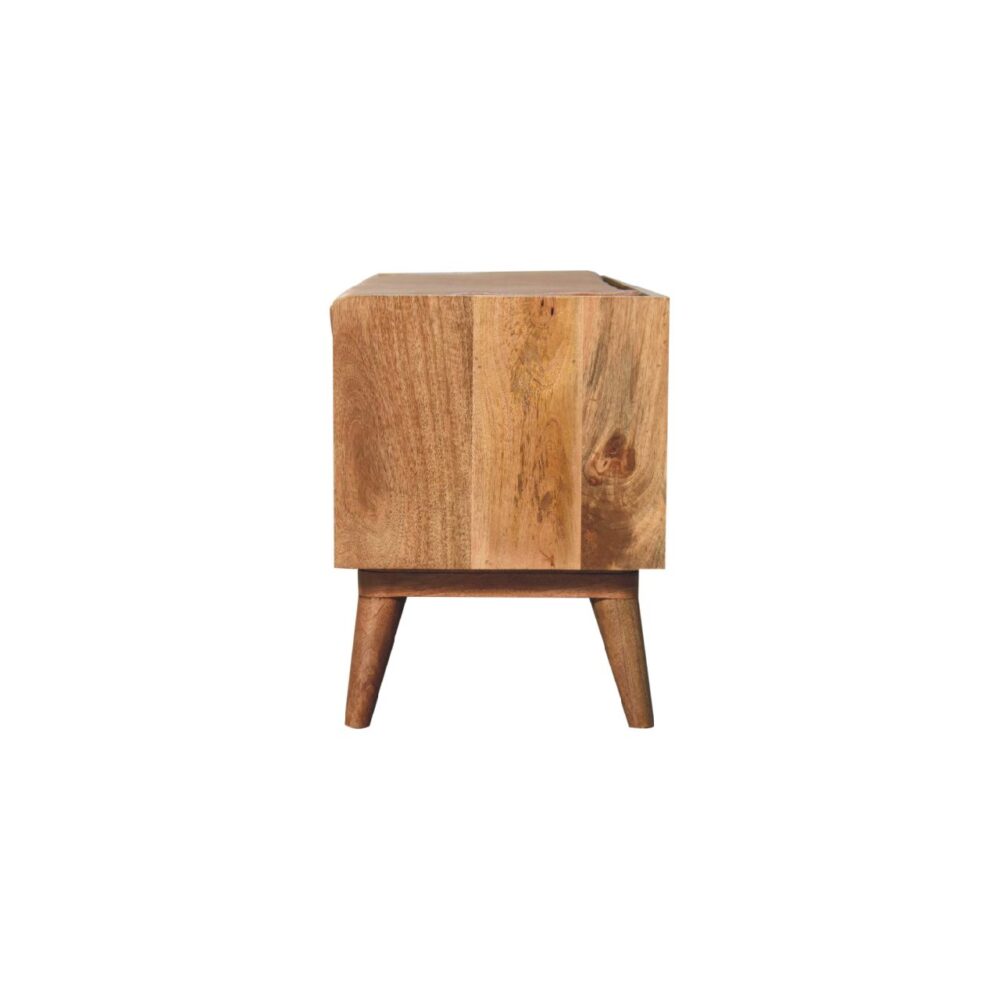Oak-ish Bench with Tan Leather Seatpad - Image 9