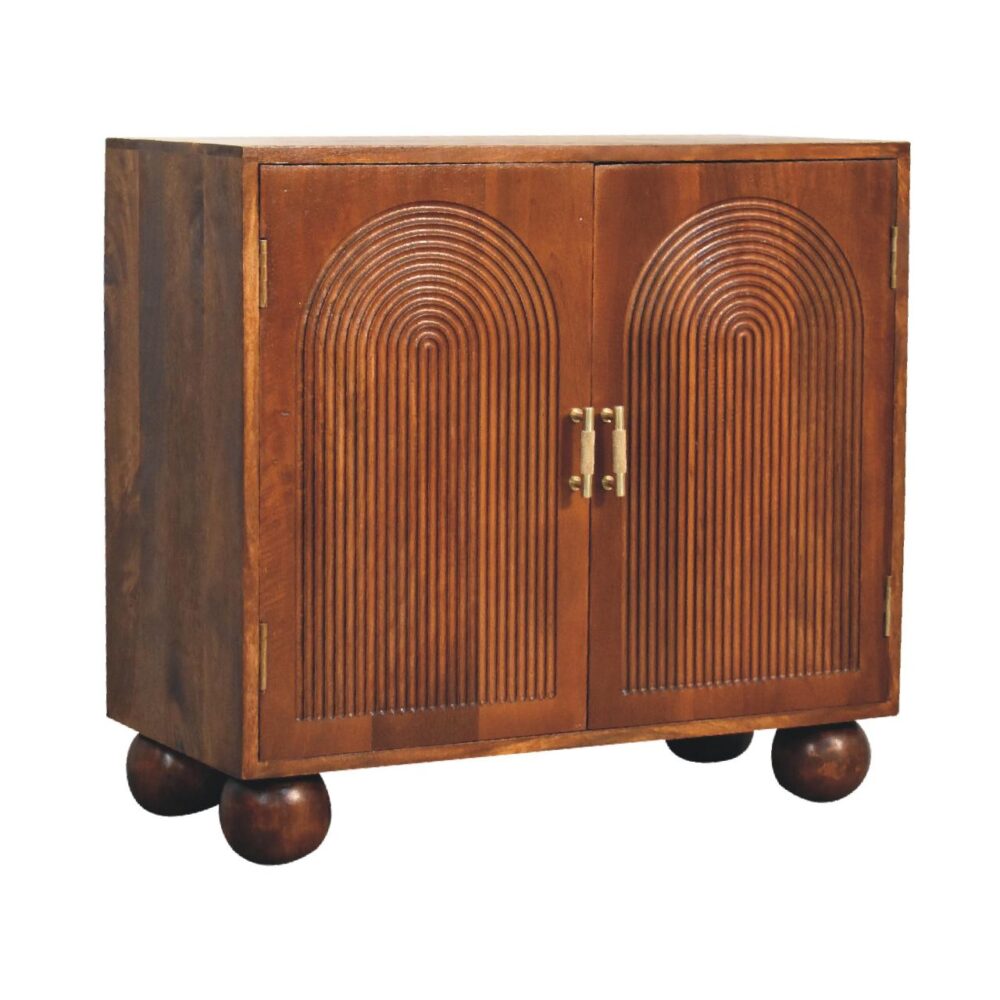 Chestnut Carved Ball Cabinet - Image 2