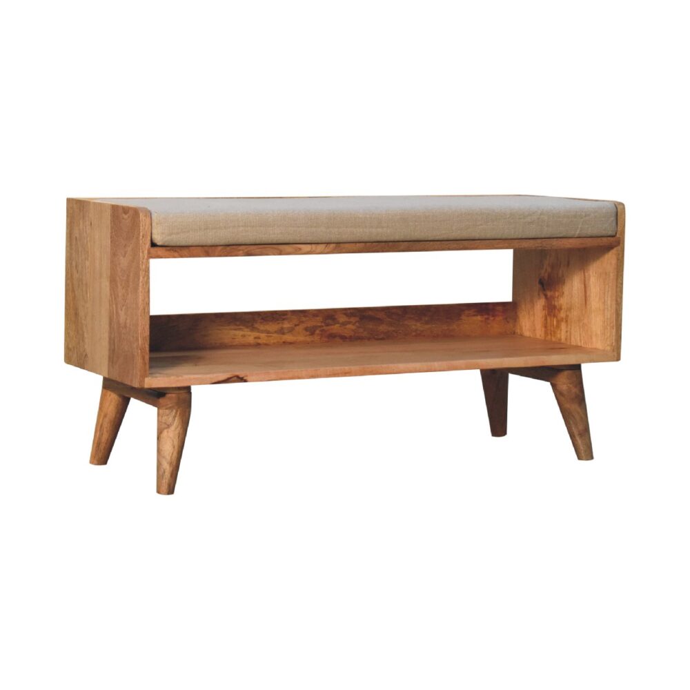 Oak-ish Nordic Storage Bench With Mud Linen - Image 2