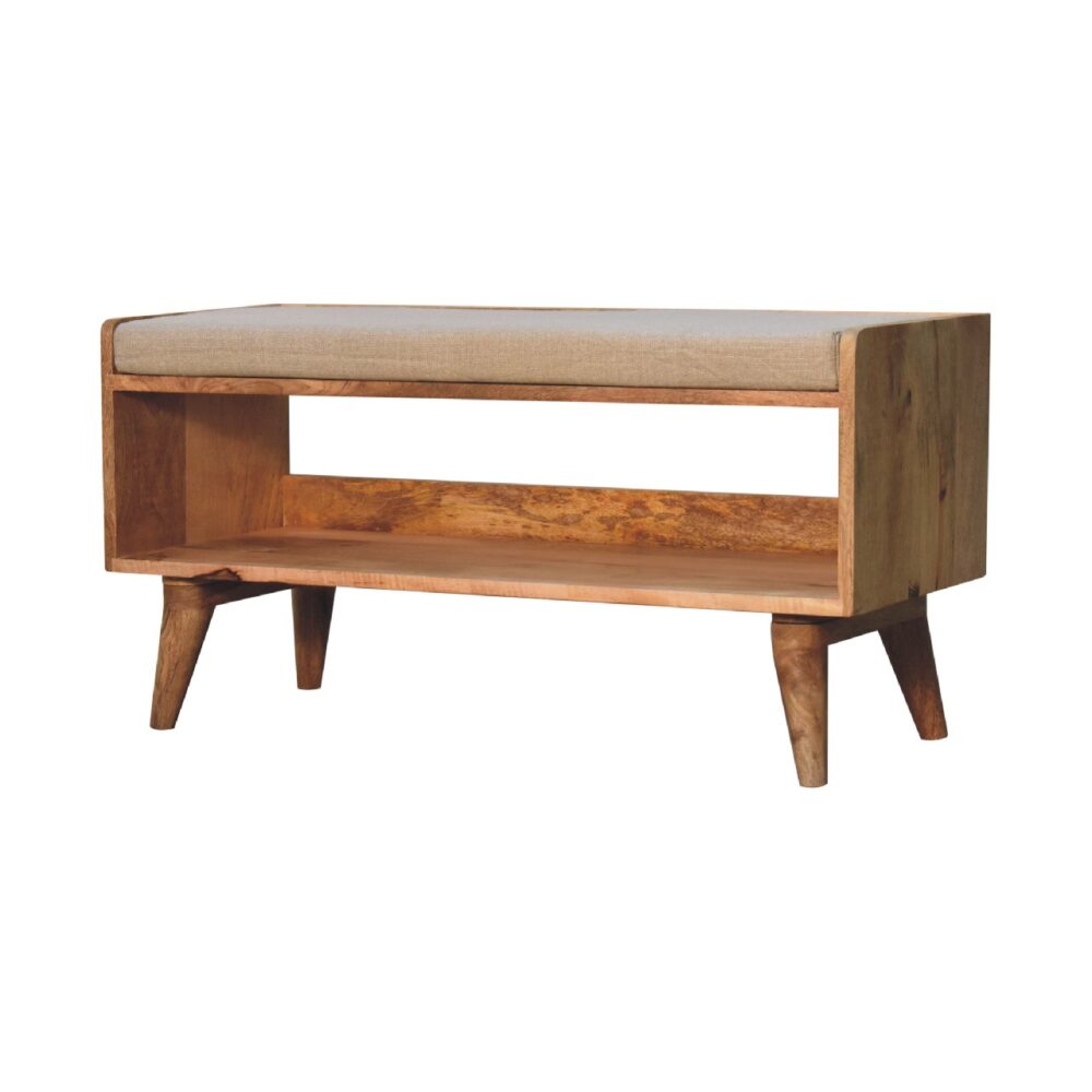 Oak-ish Nordic Storage Bench With Mud Linen - Image 3