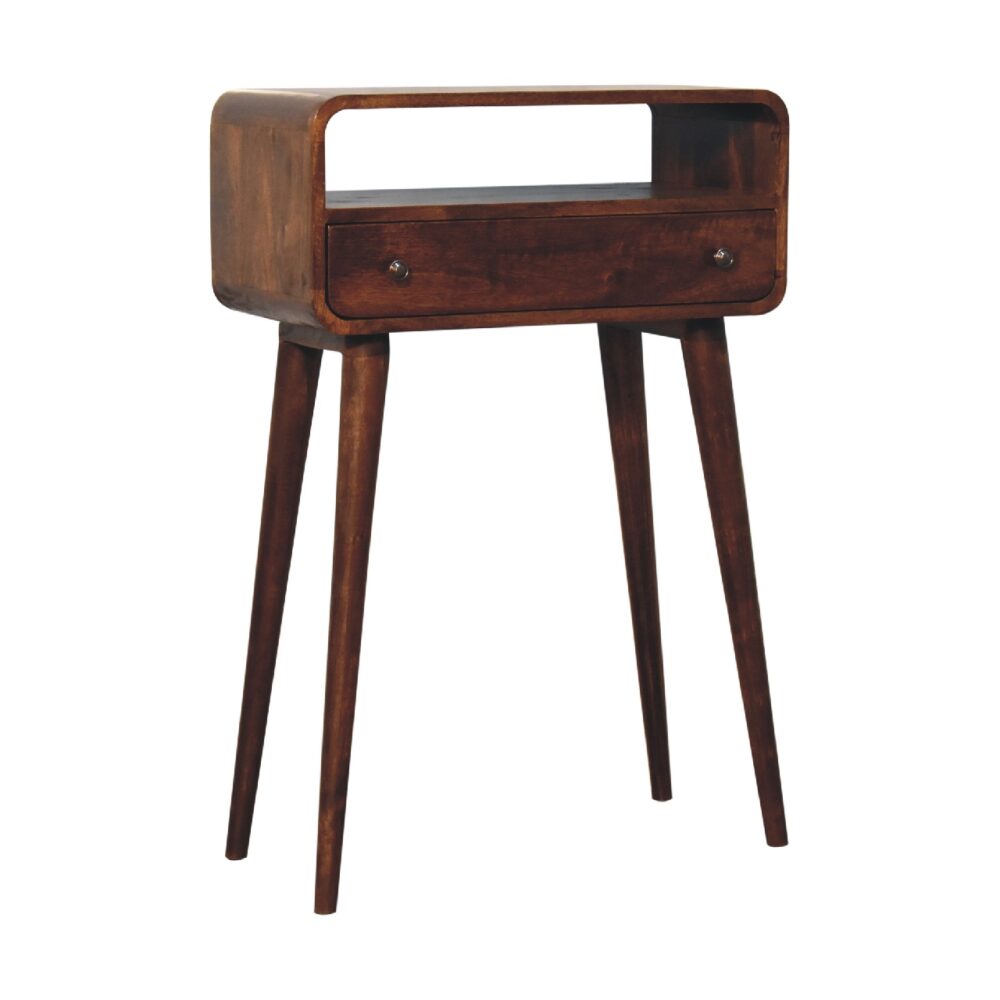Chestnut Nordic Style One Drawer & One Open Slot Console Table - Image 3
