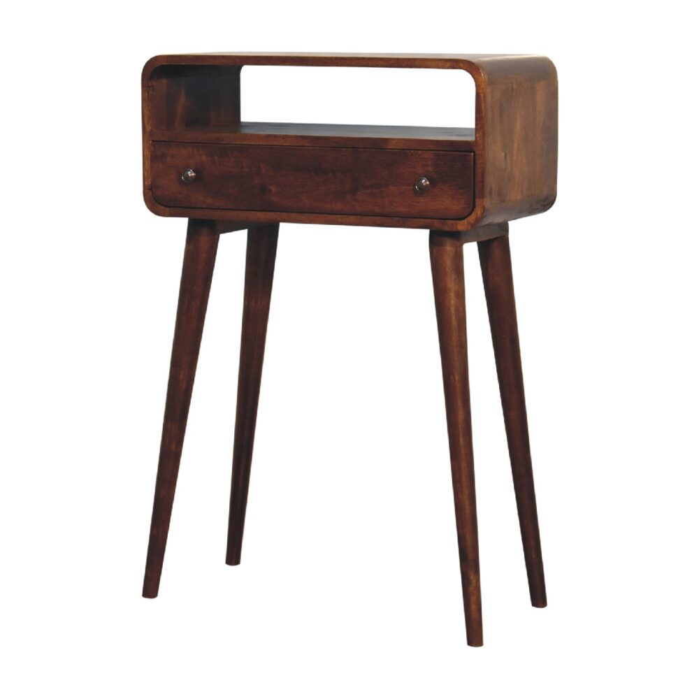Chestnut Nordic Style One Drawer & One Open Slot Console Table - Image 4