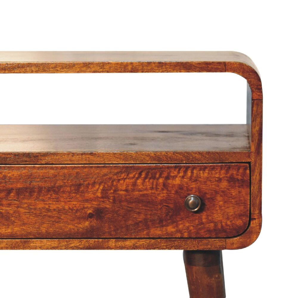 Chestnut Nordic Style One Drawer & One Open Slot Console Table - Image 5