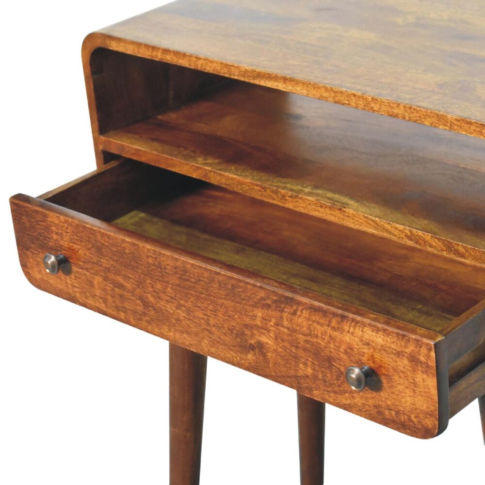 Chestnut Nordic Style One Drawer & One Open Slot Console Table - Image 7