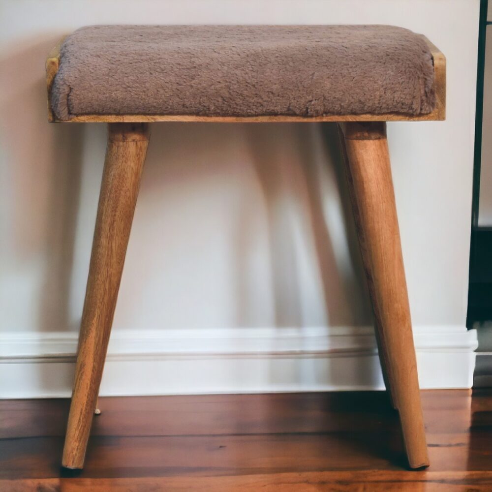 Mocha Faux Fur Style Footstool - Image 10