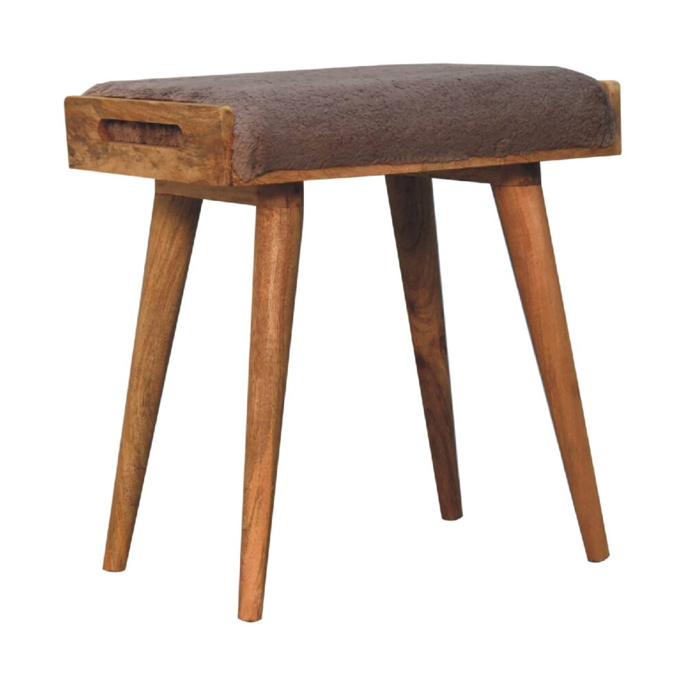 Mocha Faux Fur Style Footstool - Image 2