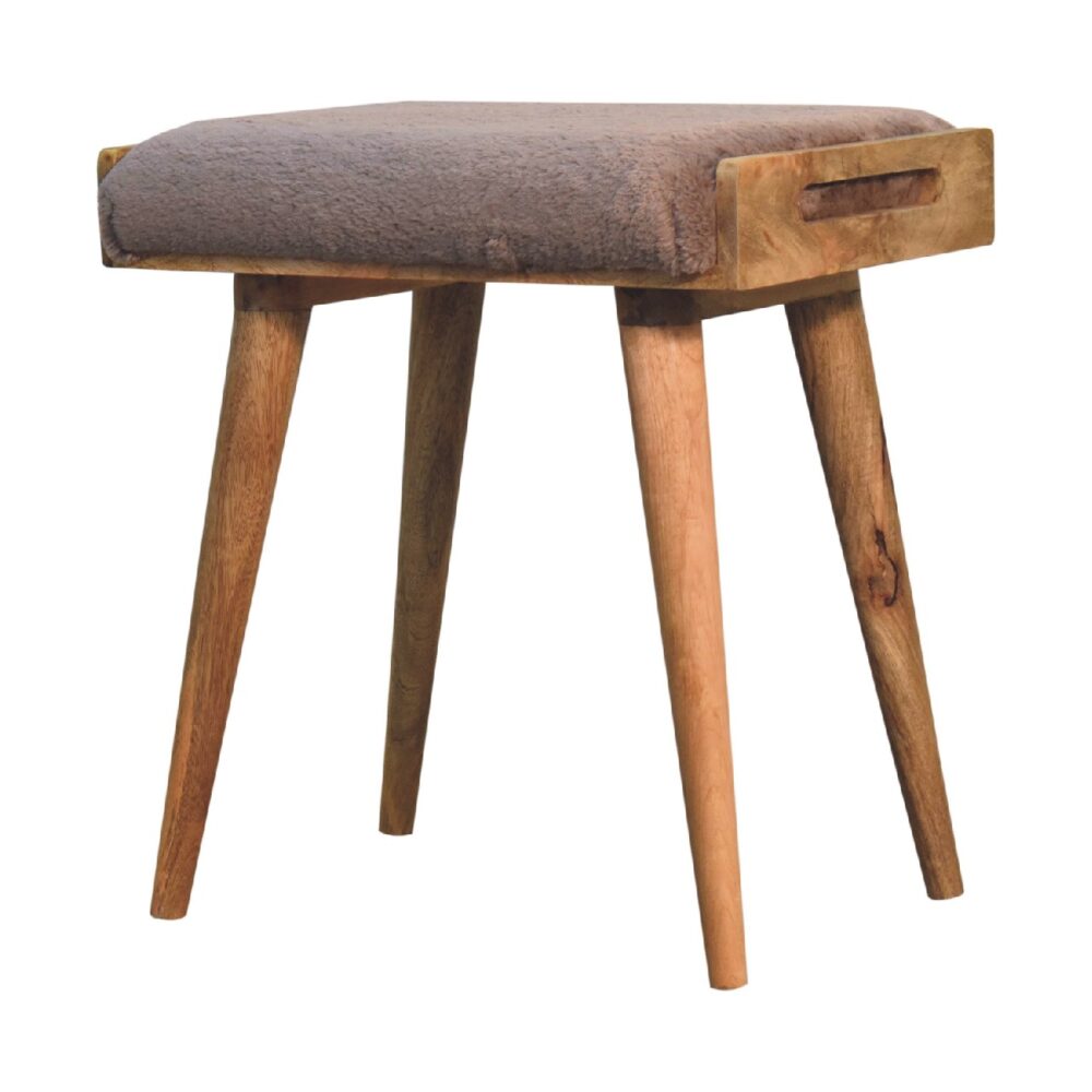 Mocha Faux Fur Style Footstool - Image 3