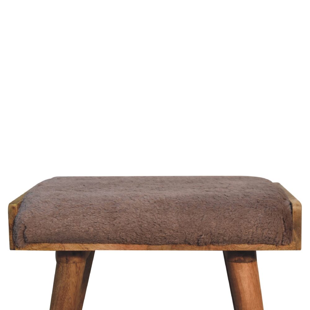 Mocha Faux Fur Style Footstool - Image 4