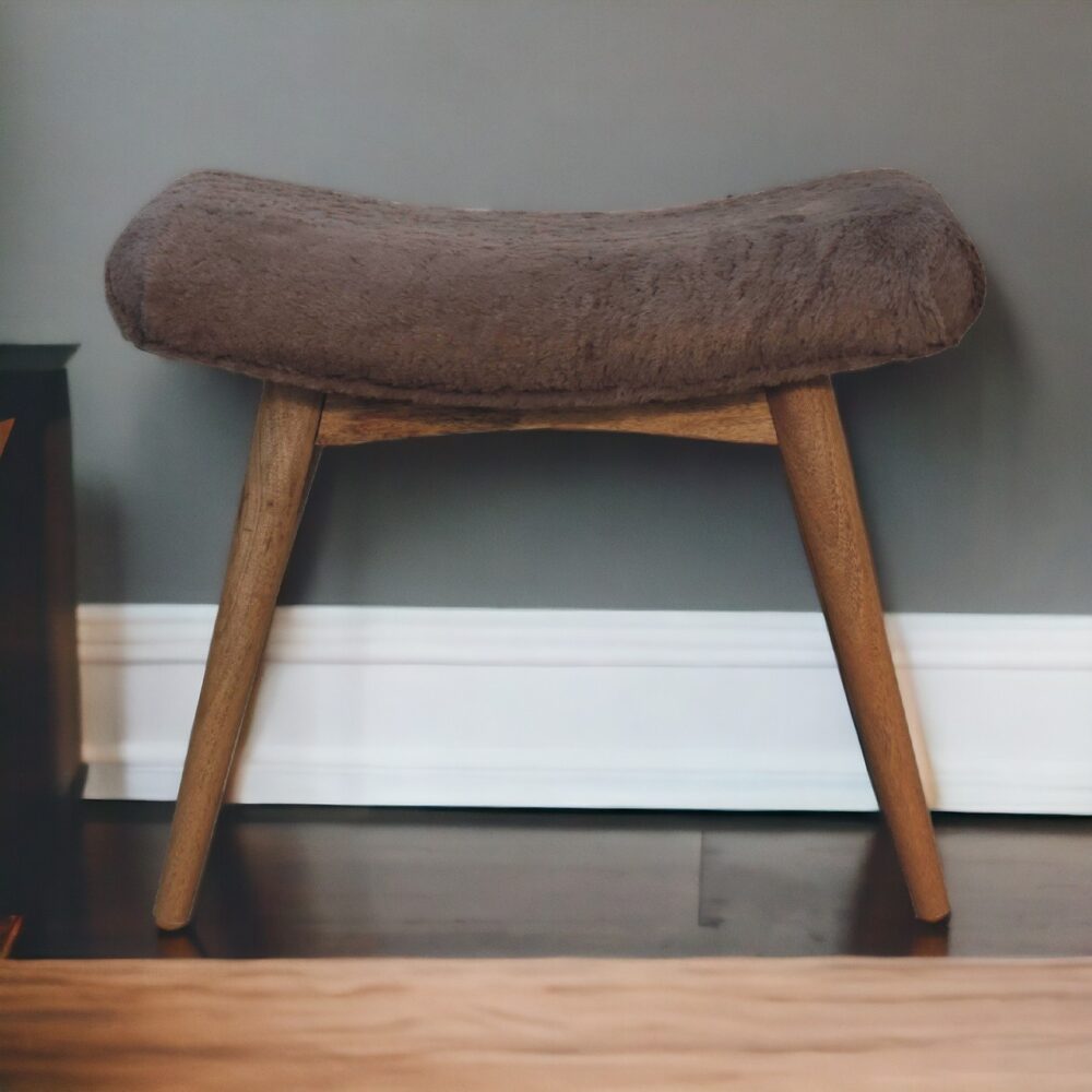 Mocha Faux Fur Curved Bench - Image 10