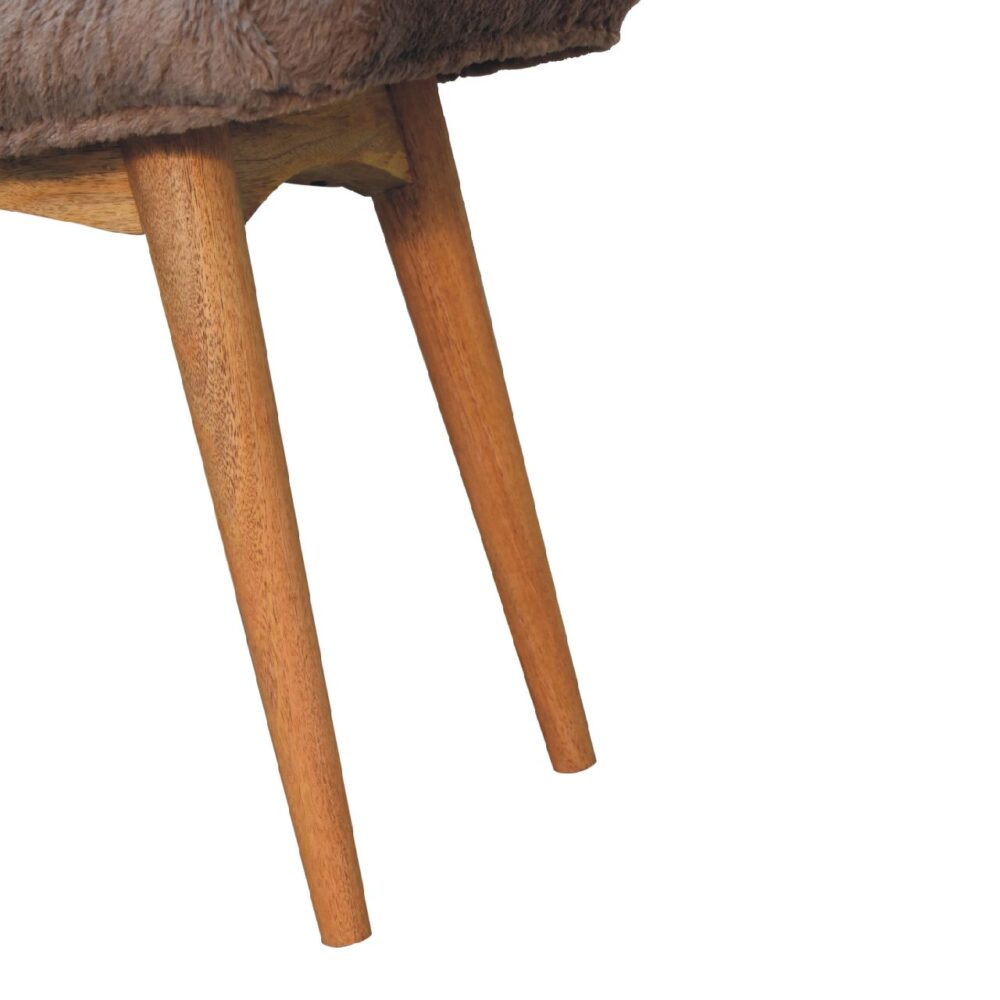 Mocha Faux Fur Curved Bench - Image 7