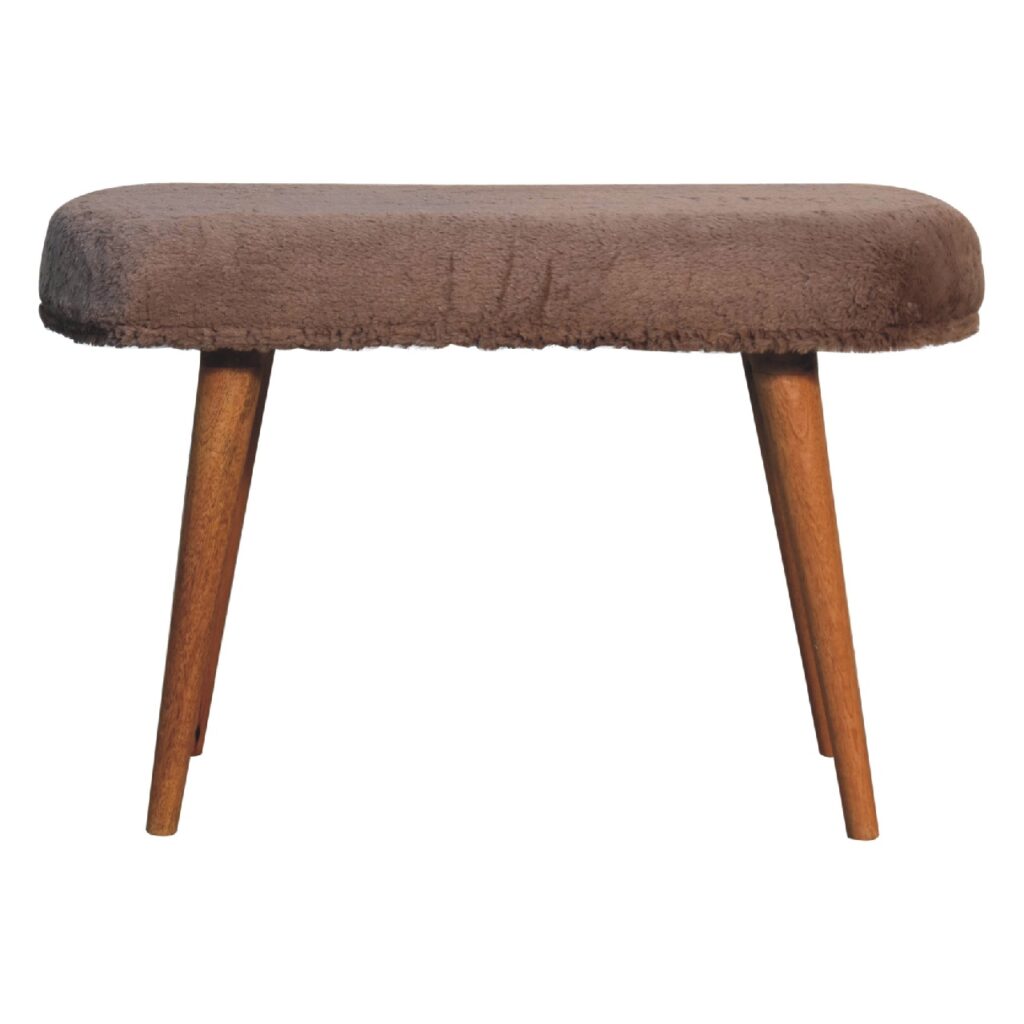 Canada Mocha Faux Fur Fabric Bench Suppliers