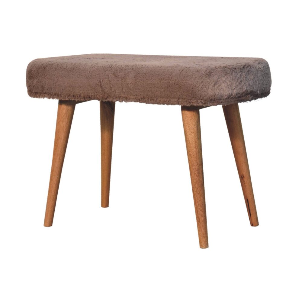 Mocha Faux Fur Fabric Bench - Image 3