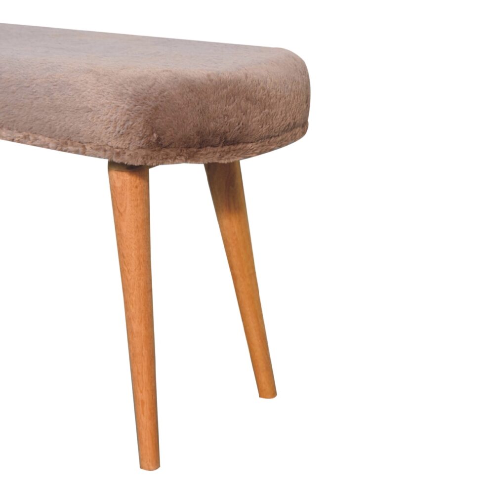 Mocha Faux Fur Fabric Bench - Image 4