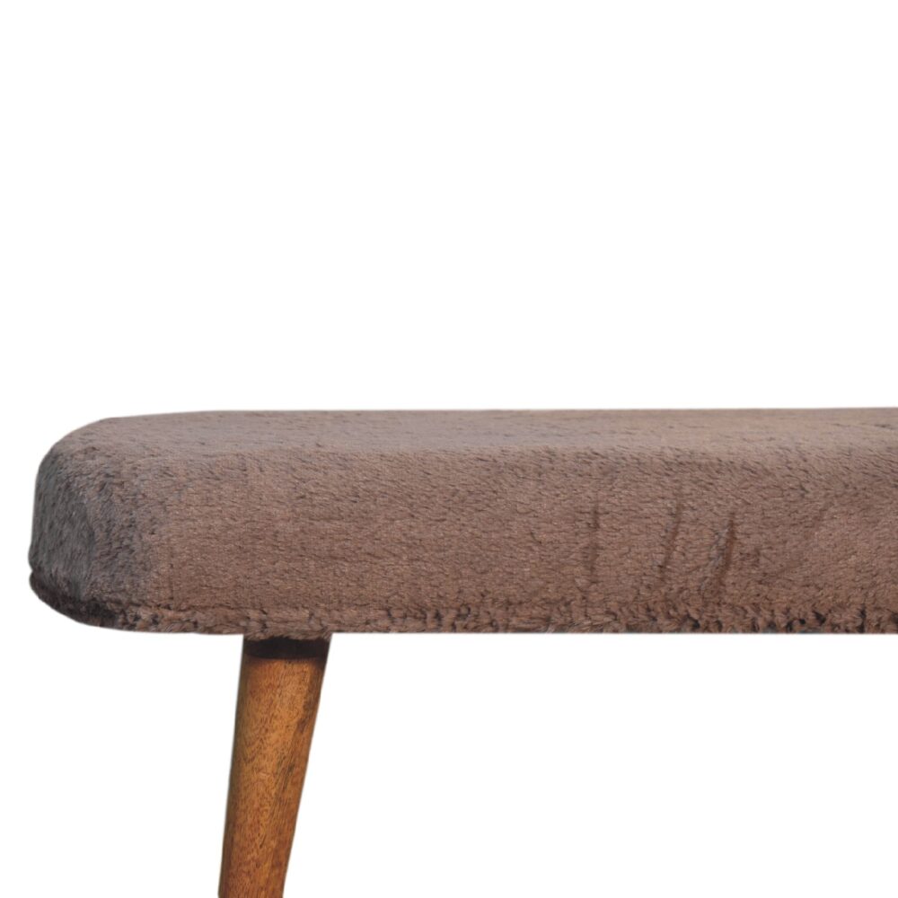 Mocha Faux Fur Fabric Bench - Image 5