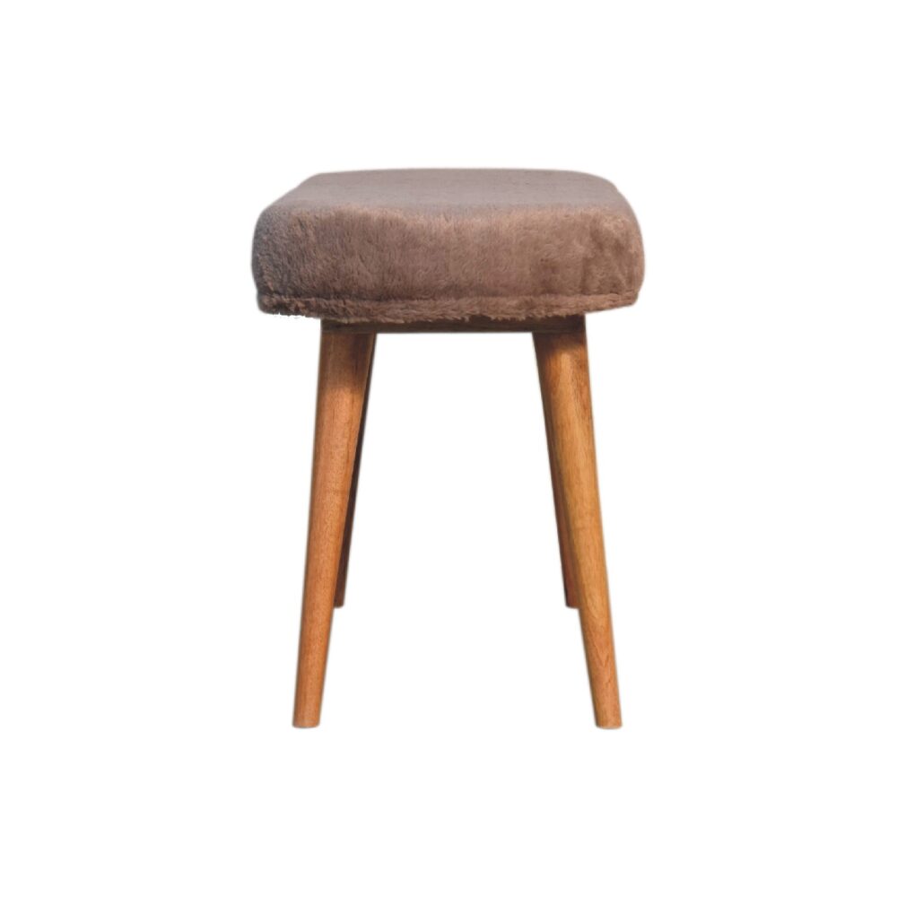 Mocha Faux Fur Fabric Bench - Image 9