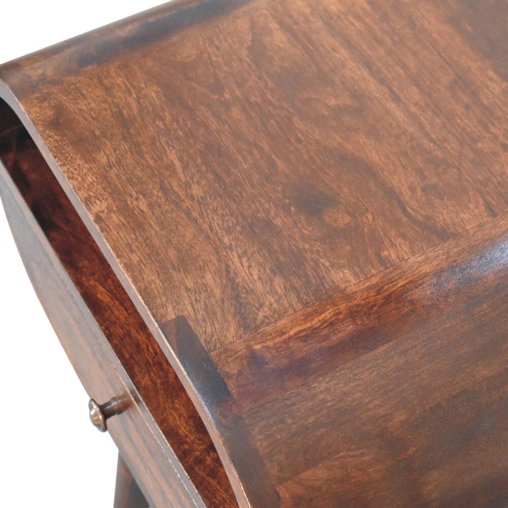 Light Walnut Circular Nightsand with Open Slot - Image 6