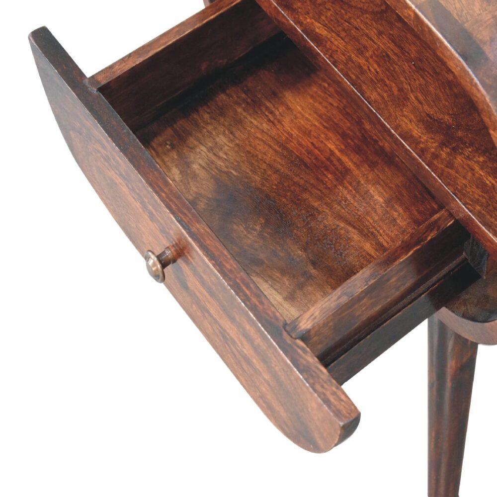 Light Walnut Circular Nightsand with Open Slot - Image 7