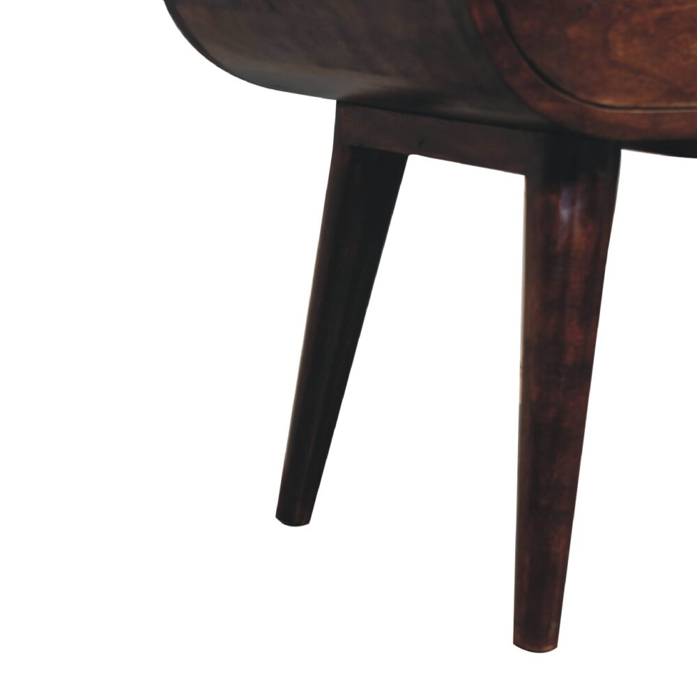 Light Walnut Circular Nightsand with Open Slot - Image 8