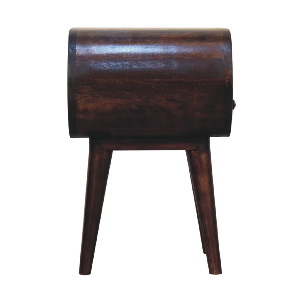 Light Walnut Circular Nightsand with Open Slot - Image 9