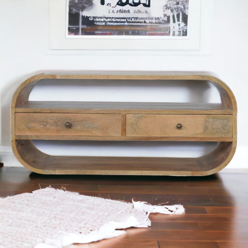 Canada Curved Edge TV Unit with 2 Drawers Suppliers