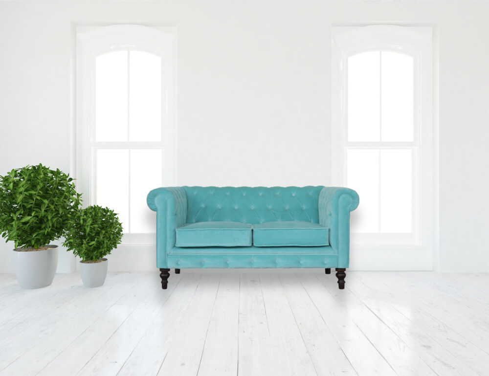 Canada Aqua Velvet Chesterfield Sofa Suppliers