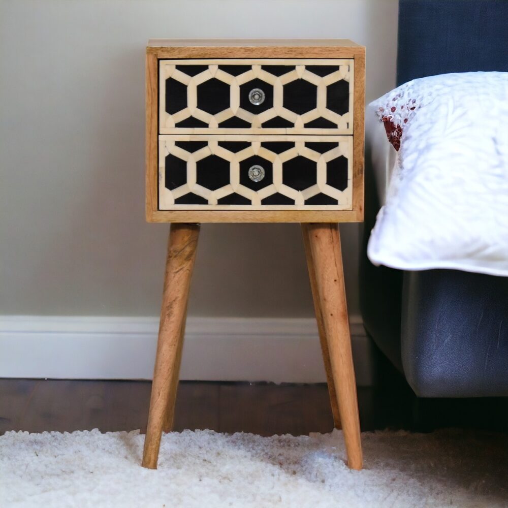 Mini Bone Inlay 2 Drawer Nightsand - Image 12