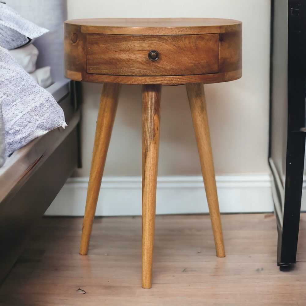 Mini Oak-ish Circular Shape Nightsand - Image 10