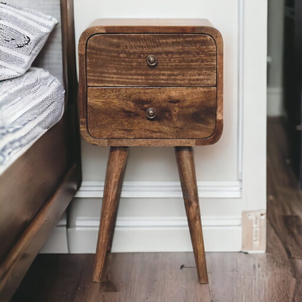 Mini Curved Grey Washed Nightsand - Image 12
