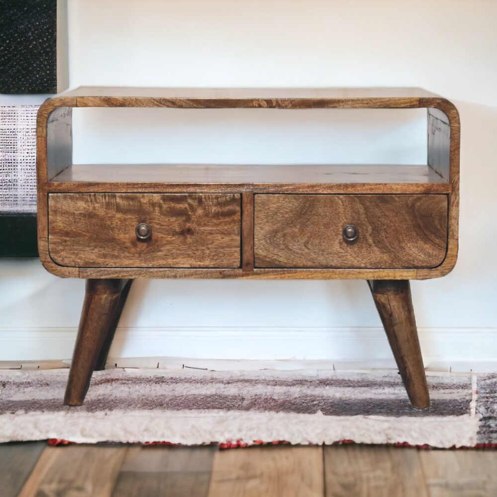 Mini Grey Washed Curved Media Unit - Image 10