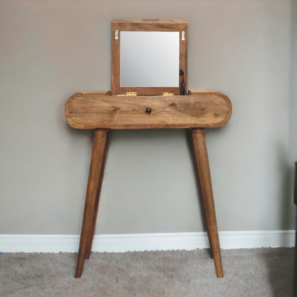 Mini Oak-ish Round Dressing Table - Image 11