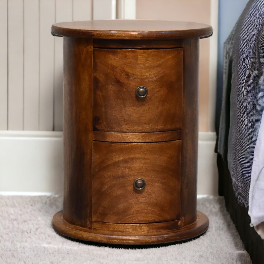 Mini Chestnut 2 Drawer Drum Chest - Image 10