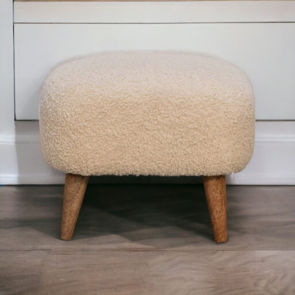 Boucle Cream Square Footstool - Image 12