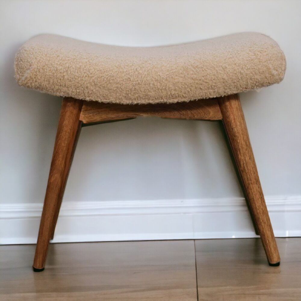 Boucle Cream Curved Bench - Image 12