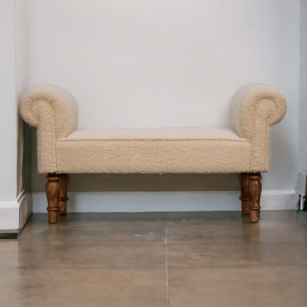 Boucle Cream Bench - Image 12