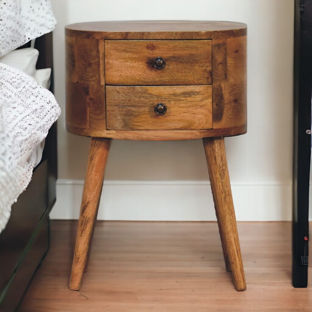 Mini Oak-ish Rounded Nightsand Table - Image 10